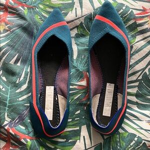 Rothy's Teal and Coral Flats 9.5 Point